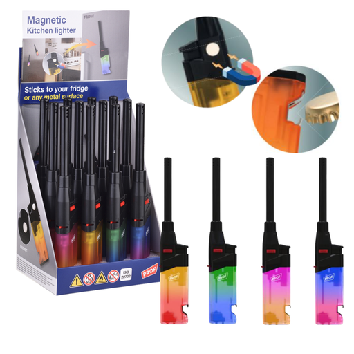 ACCENDINO CANDLES BICOLORE TRASPARENTE CON APRIBOTTIGLIE & CALAMITA  - CONFEZIONE 12PZ - PREZZO A CONFEZIONE - Elettrowatt