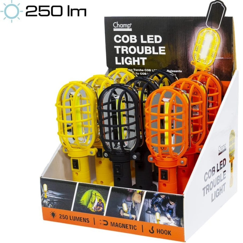MINI LAMPADA DA LAVORO CON CALAMITA E GANCIO - 250LM - ESPOSITORE 9 PEZZI