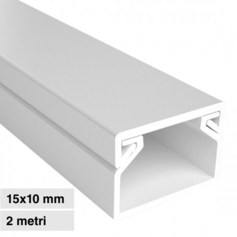 Canalina Passacavi Bianca 15X10 In Plastica e Coperchio Lunghezza 2 Metri - ElettroWatt.eu
