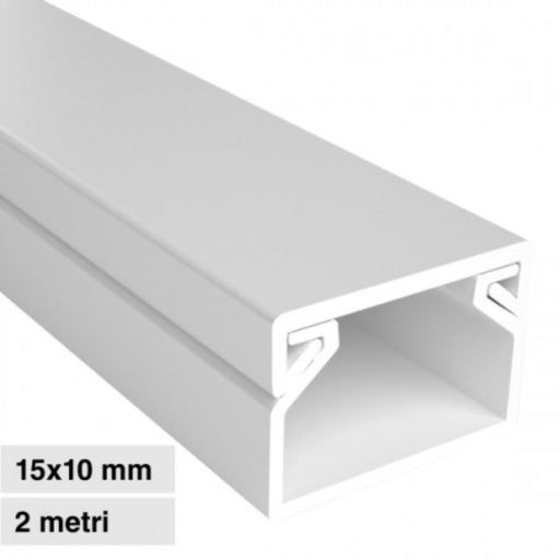 Canalina Passacavi Bianca 15X10 In Plastica e Coperchio Lunghezza 2 Metri - ElettroWatt.eu
