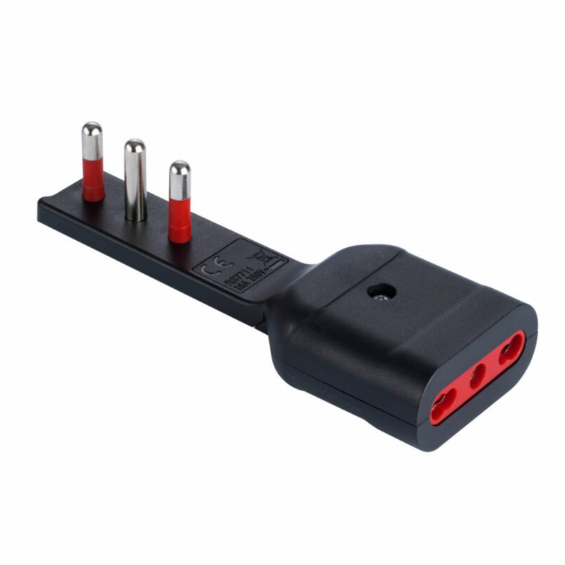 ADATTATORE EXTRA FLAT 90 GRADI 16A 250V COLORE NERO - Elettrowatt
