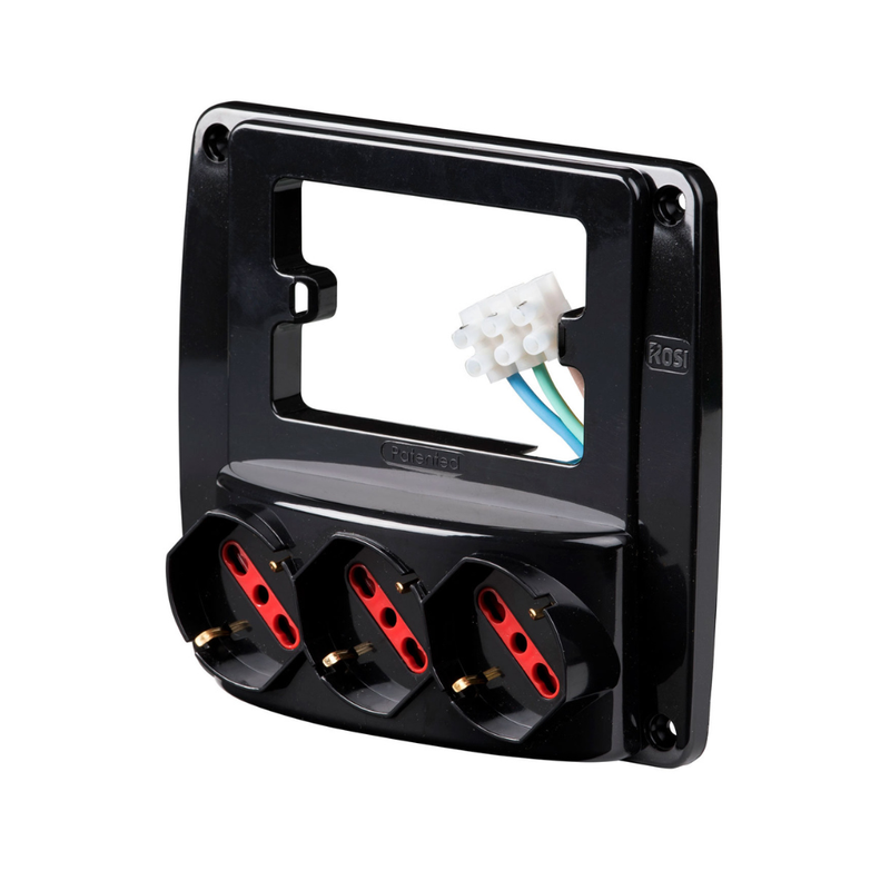MULTIPRESA DA PARETE SMART 3 PRESE UNIVERSALI 16A 250V NERA