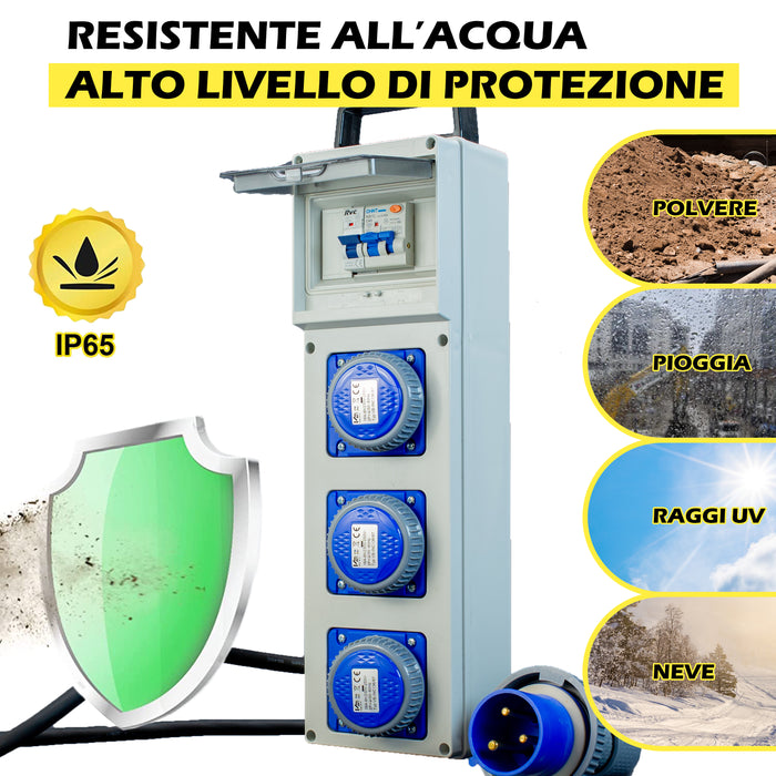 Quadro di Distribuzione da Cantiere ASC 9KW 32A - per Generatori - Spina da 32A - Differenziale da 40A - Magnetotermico da 16A - ElettroWatt.eu