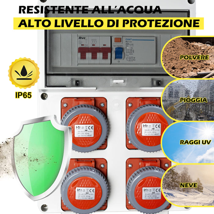 QUADRO ELETTRICO DA CANTIERE ASC 380V TRIFASE 4 PRESE 4 POLI - ElettroWatt.eu