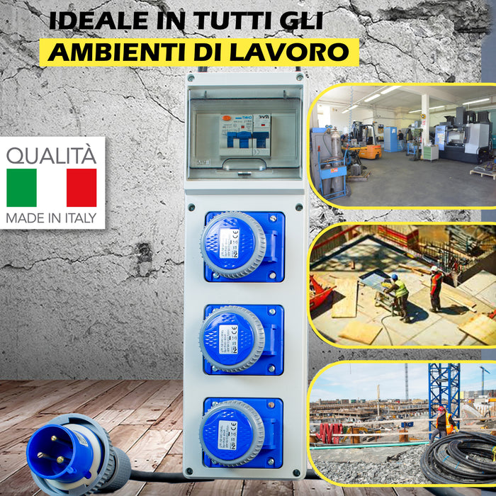Quadro di Distribuzione da Cantiere ASC 9KW 32A - per Generatori - Spina da 32A - Differenziale da 40A - Magnetotermico da 16A - ElettroWatt.eu