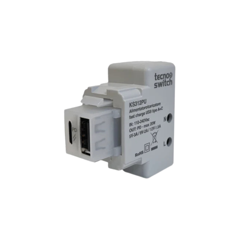 ALIMENTATORE / CARICATORE USB TIPO A+C PD 20W