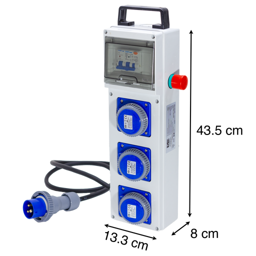 QUADRO TERMOP. 3 PRESE 2P+T 16A 230V IP67 + PULSANTE D'EMERGENZA - ElettroWatt.eu