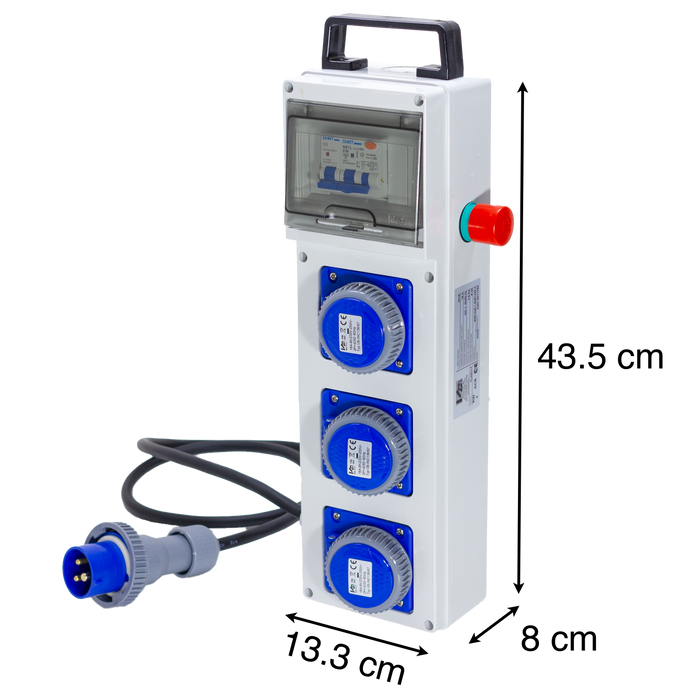 QUADRO TERMOP. 3 PRESE 2P+T 16A 230V IP67 + PULSANTE D'EMERGENZA - ElettroWatt.eu