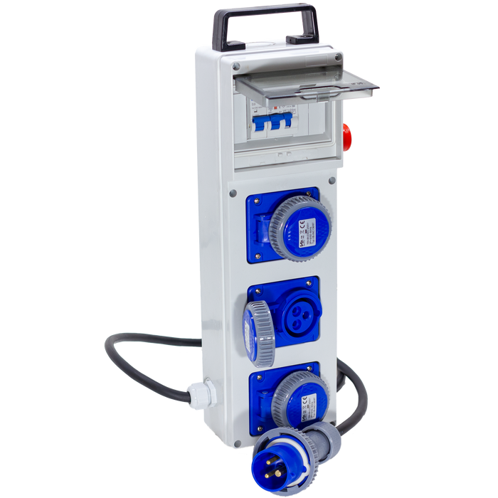 QUADRO TERMOP. 3 PRESE 2P+T 16A 230V IP67 + PULSANTE D'EMERGENZA - ElettroWatt.eu
