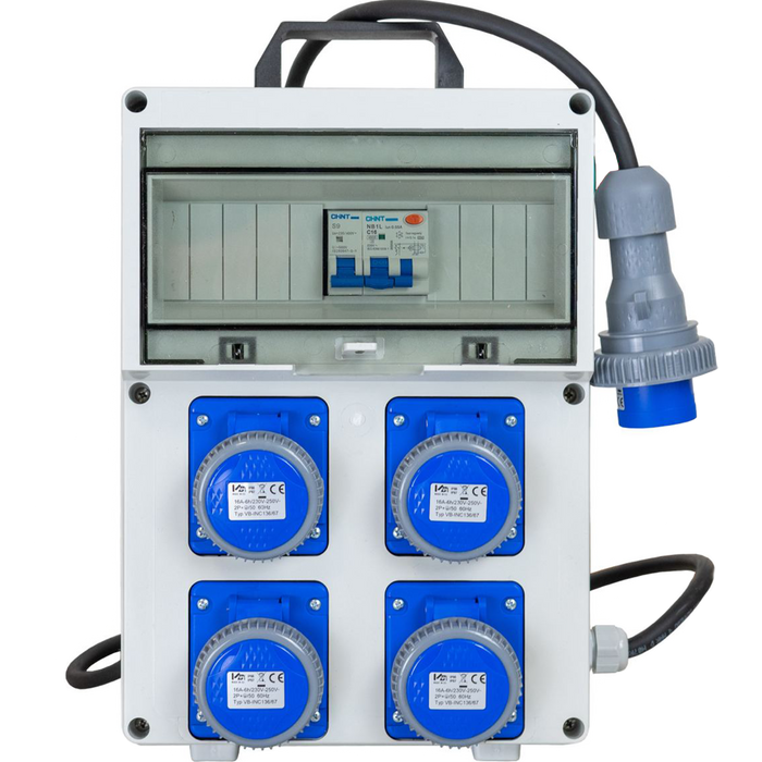 QUADRO ELETTRICO DA CANTIERE ASC 220V MONOFASE CON 4 PRESE IP67 DA 16A - ElettroWatt.eu