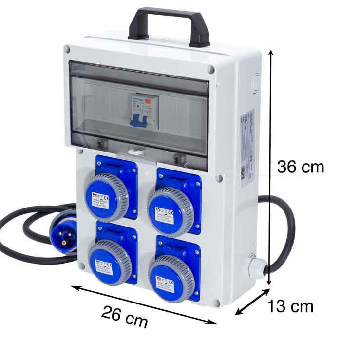 QUADRO ELETTRICO DA CANTIERE ASC 220V MONOFASE CON 4 PRESE IP67 DA 16A - ElettroWatt.eu