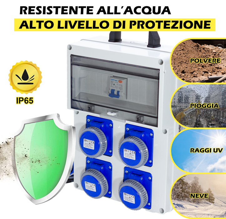 QUADRO ELETTRICO DA CANTIERE ASC 220V MONOFASE CON 4 PRESE IP67 DA 16A - ElettroWatt.eu