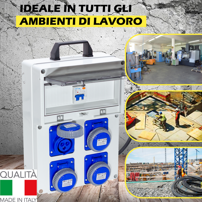QUADRO ELETTRICO DA CANTIERE ASC 220V MONOFASE CON 4 PRESE IP67 DA 16A - ElettroWatt.eu