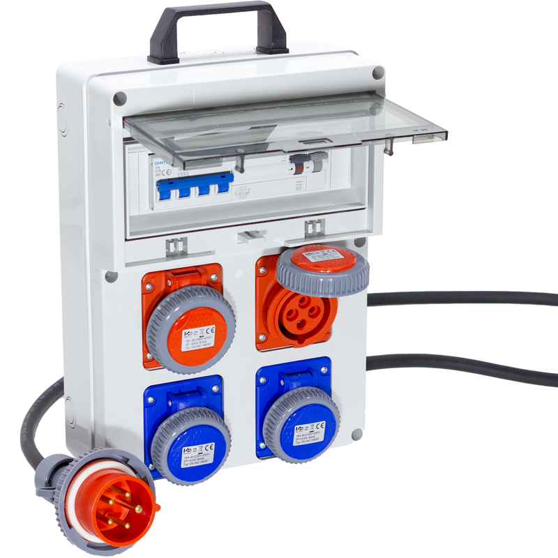 QUADRO ELETTRICO DA CANTIERE ASC 380V CON 2 PRESE 220V e 2 PRESE TRIFASE + FUNGO DI EMERGENZA - ElettroWatt.eu