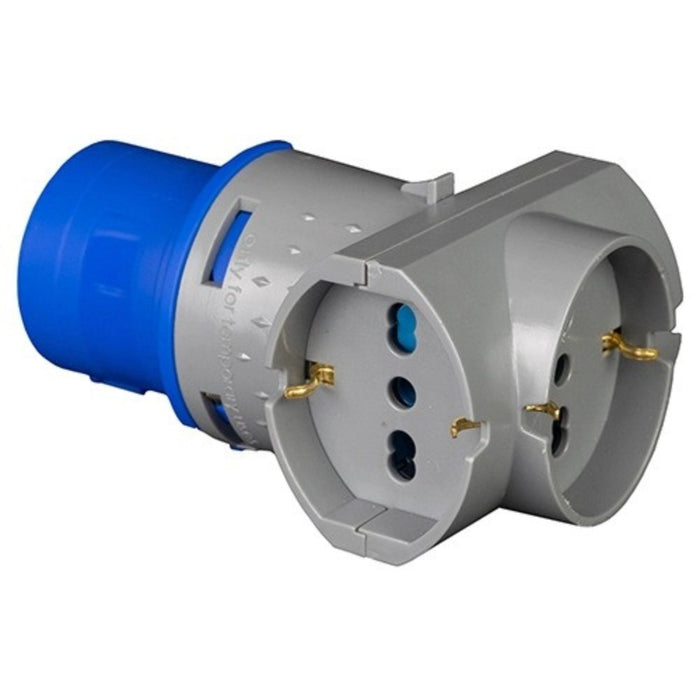 Adattatore Riduzione da Industriale a Civile 10/16A x3 Schuko