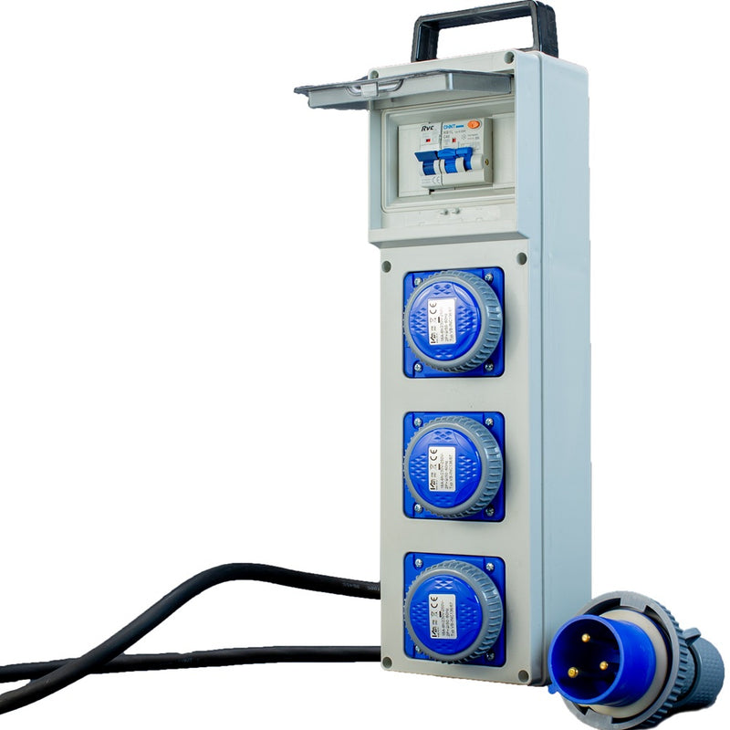 QUADRO ASC 230V alimentazion 32A - 9kw - 3 prese 16A IP67 - 3 magnetotermici - GRUPPI ELETTROGENI