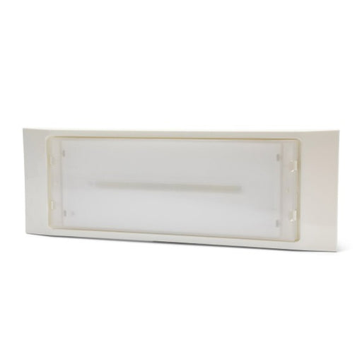 Luce di emergenza SA + SE, 140 lumen, autonomia 2 ore. Extra slim: 32mm di spessore. Da interno o esterno: IP65. Montaggio sporgente. - Elettrowatt