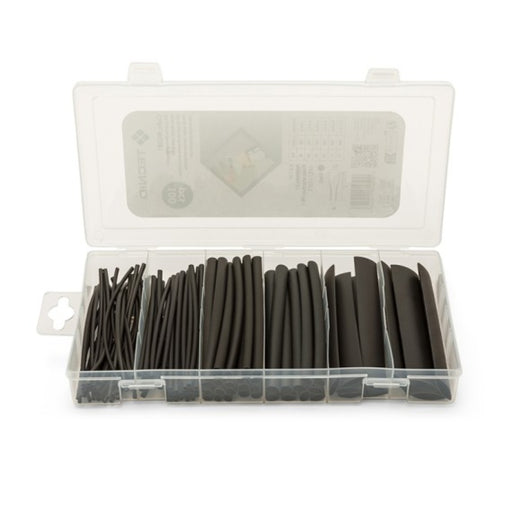 Kit di 100 guaine termorestrigenti. 6 misure assortite. Nero - ElettroWatt.eu