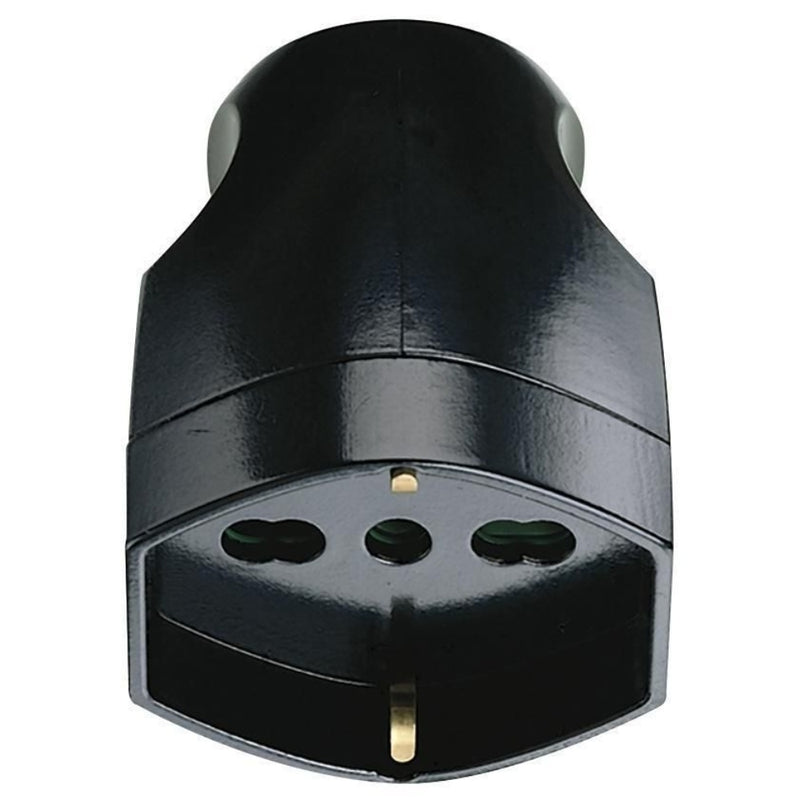 PRESA 2P+T 16A UNIVERSALE ASSIALE NERO - ElettroWatt.eu
