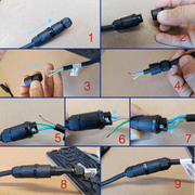 Cavo per due fari - cablaggio doppio con spina schuko - sdoppiatore elettrico doppio serracavo con morsetti stagni - alimentazione elettrica a due vie. - ElettroWatt.eu