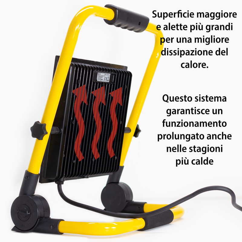 PROIETTORE LED TERMINUS CANTIERE 100W 8000LM C/PIEDISTALLO CAVO MT.1,5 - ElettroWatt.eu
