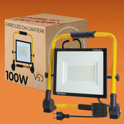 PROIETTORE LED TERMINUS CANTIERE 100W 8000LM C/PIEDISTALLO CAVO MT.1,5 - ElettroWatt.eu