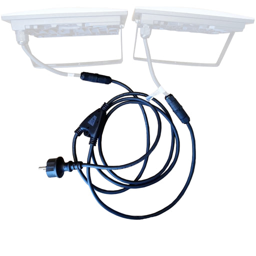 Cavo per due fari - cablaggio doppio con spina schuko - sdoppiatore elettrico doppio serracavo con morsetti stagni - alimentazione elettrica a due vie. - Elettrowatt