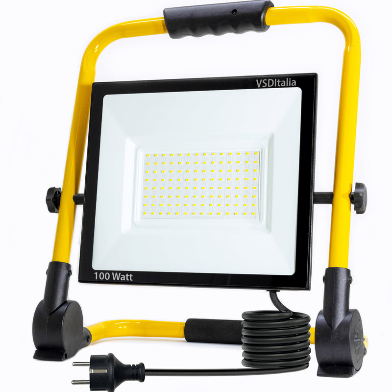 PROIETTORE LED TERMINUS CANTIERE 100W 8000LM C/PIEDISTALLO CAVO MT.1,5 - ElettroWatt.eu