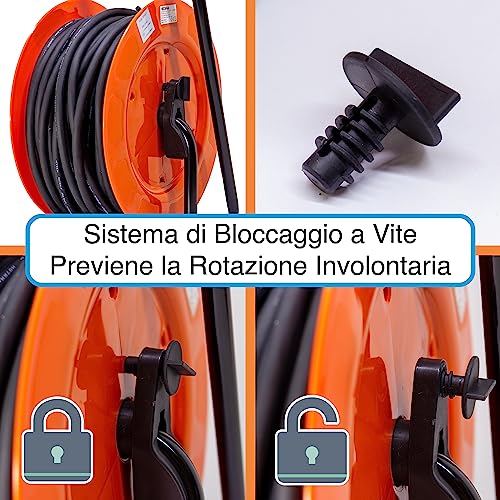 Avvolgicavo industriale IP67 - 3 prese CEE 4 POLI 16A - 30 metri 400V - Cavo in Neoprene H07rn-f - ElettroWatt.eu