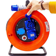 Avvolgicavo industriale IP44 - 2 prese CEE, 1 presa Schuko - 30 metri 220V - Cavo in Neoprene H07Rn-f - ElettroWatt.eu