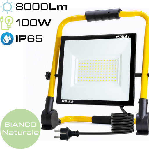 FARETTO LED DA CANTIERE 100 E 200 WATT - Cavo 1,5 Metri - ElettroWatt.eu